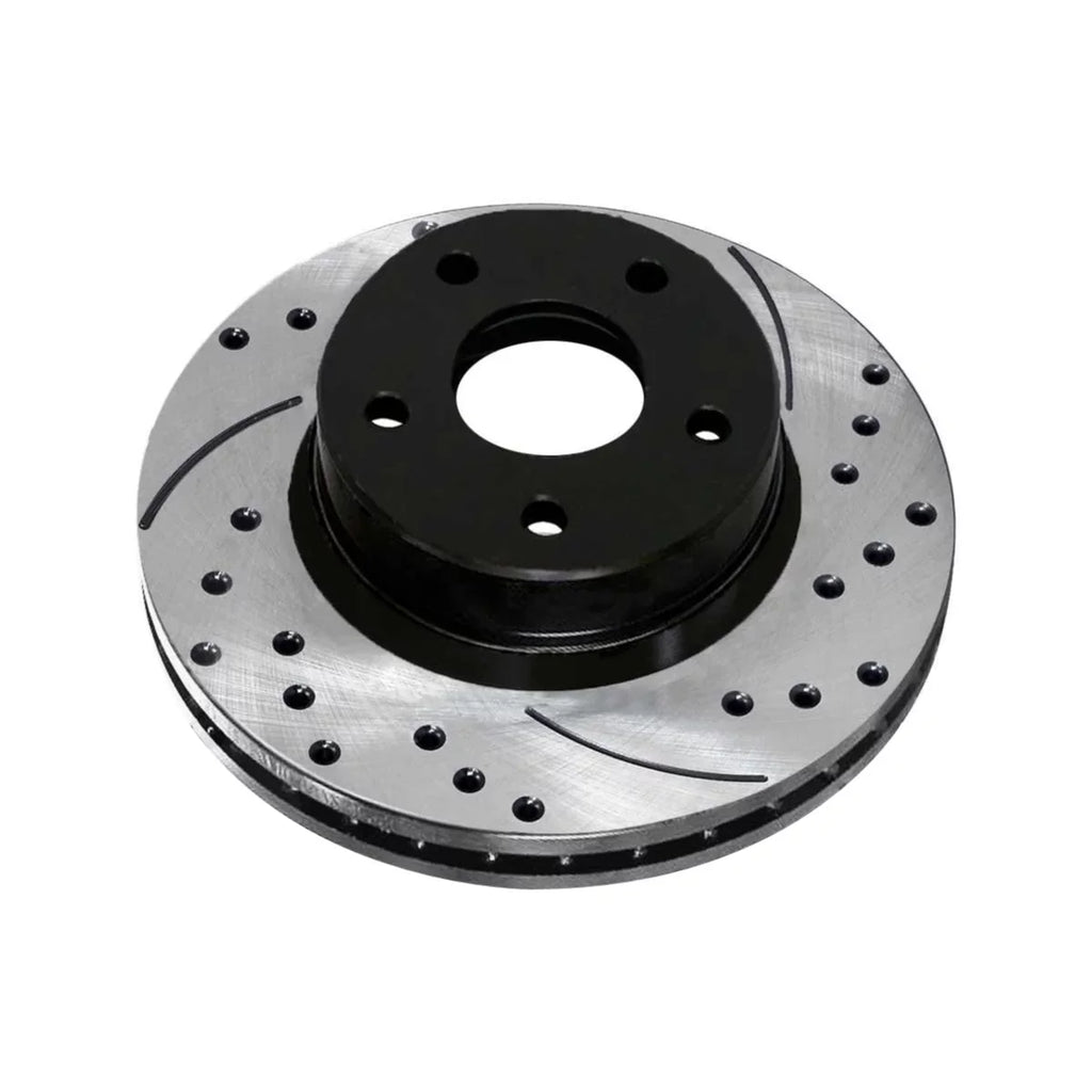 AutoShack Front and Rear Drilled Slotted Brake Rotors Black Set of 4 Replacement for Chrysler 200 Sebring 2007-2017 Jeep Patriot Compass 2007-2012 Dodge Caliber 2008-2014 Avenger V6  PR63040PR63038