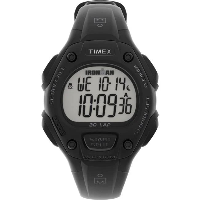 34 mm Unisex Ironman Classic 30 Black Case & Top Ring Resin Strap Watch with Black Resin Strap