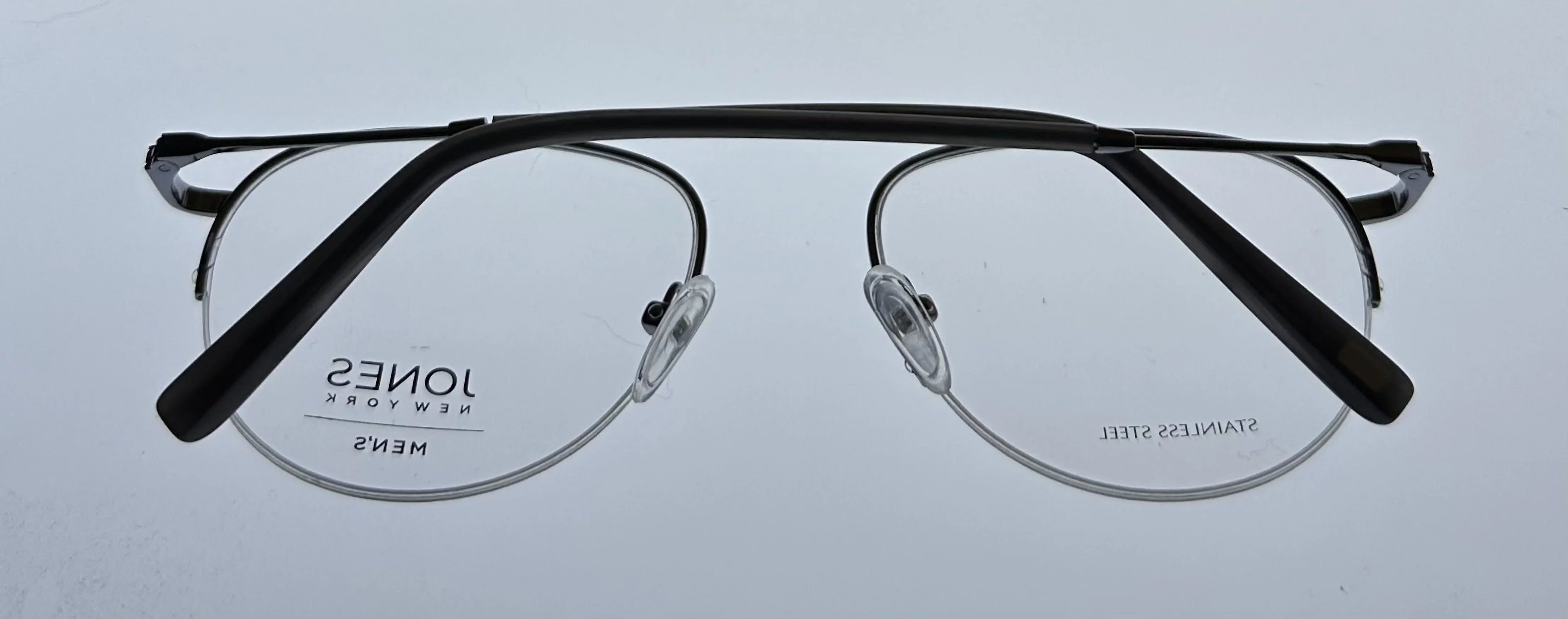 Jones New York Mens Gunmetal Rimless Metal Eyewear Aviator Frame. J359. 53mm