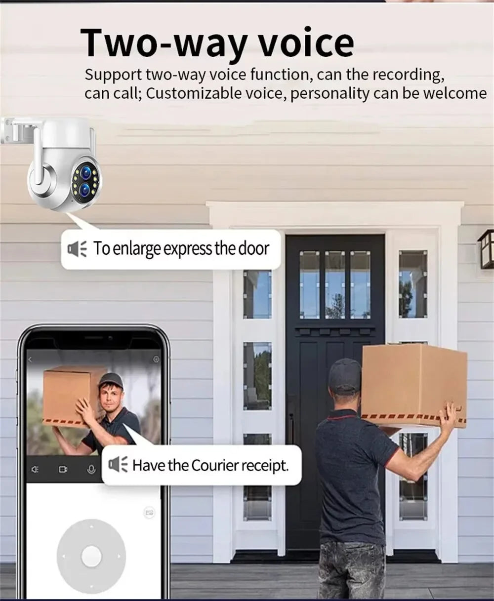 15x Zoom Outdoor Wireless Camera WiFi Surveillance Cameras 1080P Dual Lens Color Night Vision Audio Intercom  Security