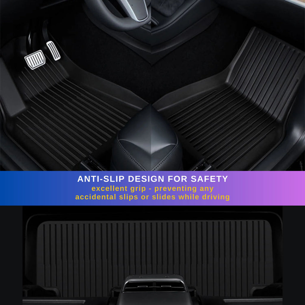 BunnyBird 6-Piece All Weather  Floor Mat Cargo Liner Trunk Mat for Tesla Model 3-5-Seater 2020-2023 Car Accessories