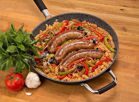 DaTerra Cucina Professional 13 Inch Nonstick Frying Pan | Italian Made Ceramic Nonstick Pan Sauté Pan, Chefs Pan, Non Stick Skillet Pan for Cooking, Sizzling, Searing, Baking and More