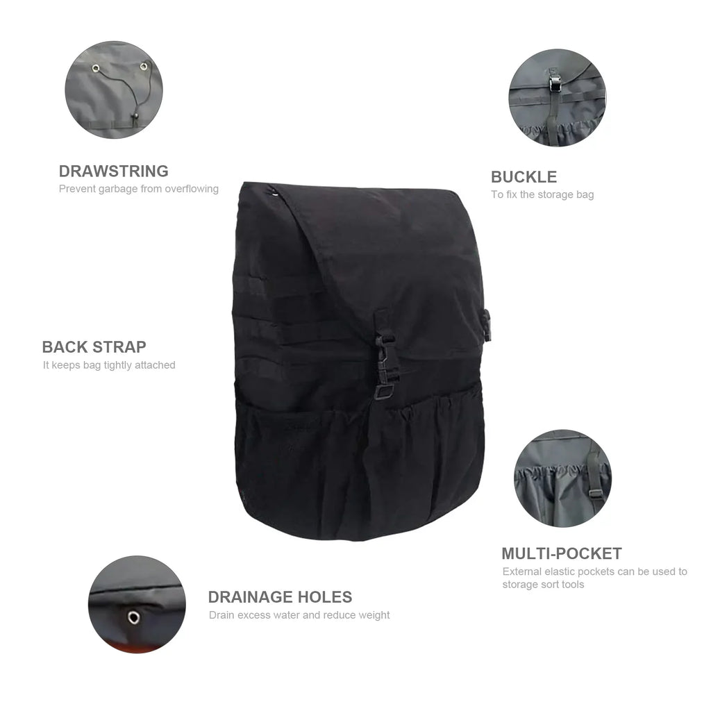 Multi-Pocket Spare Tire Trash Bag - Car Backpack Cargo Storage and Gear Organizer for Camping and Off-Road Travel