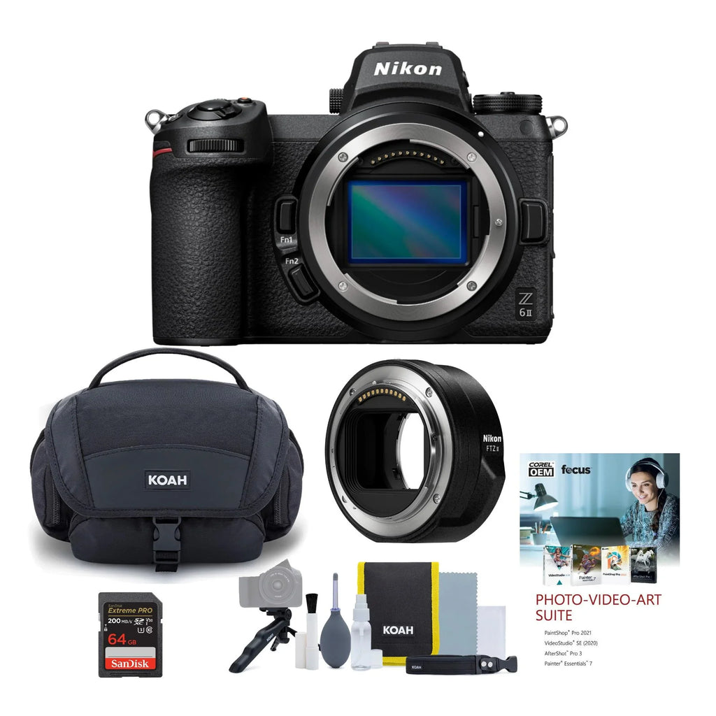 Nikon Z6II Mirrorless Camera Body with   Mount Adapter and Accessory Bundle
