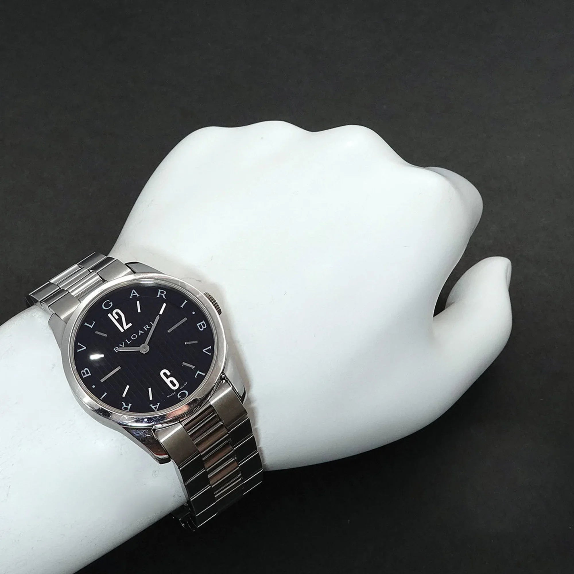 Pre-Owned Bulgari  Solotempo ST37S Men's Watch Black Dial Quartz (Good)