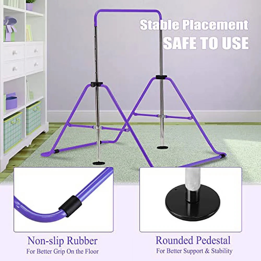 Sunoutife Gymnastics Bar for Kids, Gymnastic Kip Training Bar for Home Folding Horizontal Bars with Adjustable Height for 3-8 Years Old Child, Girls & Boys