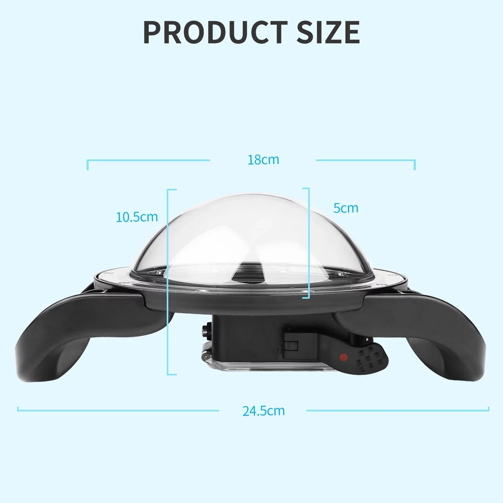 XTGP559 Camera Dual Handle Dome Port Waterproof Case Camera Protective Case 45m Waterproof 180° Wide Angle Replacement for   9 Black