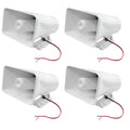 Pyle 8" 65 Watts 8 Ohms Indoor and Outdoor  Horn Speaker, White (4 Pack)