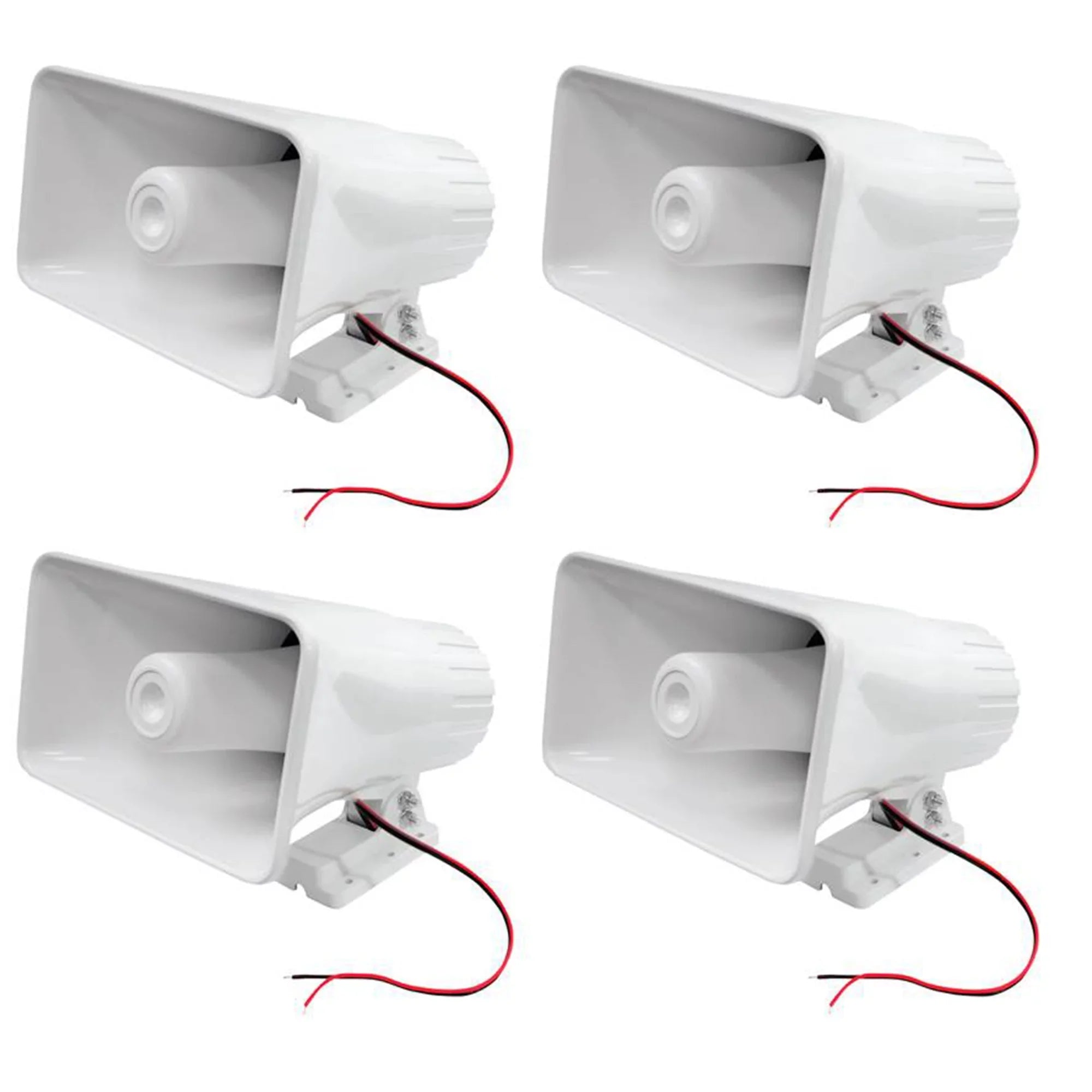 Pyle 8" 65 Watts 8 Ohms Indoor and Outdoor  Horn Speaker, White (4 Pack)