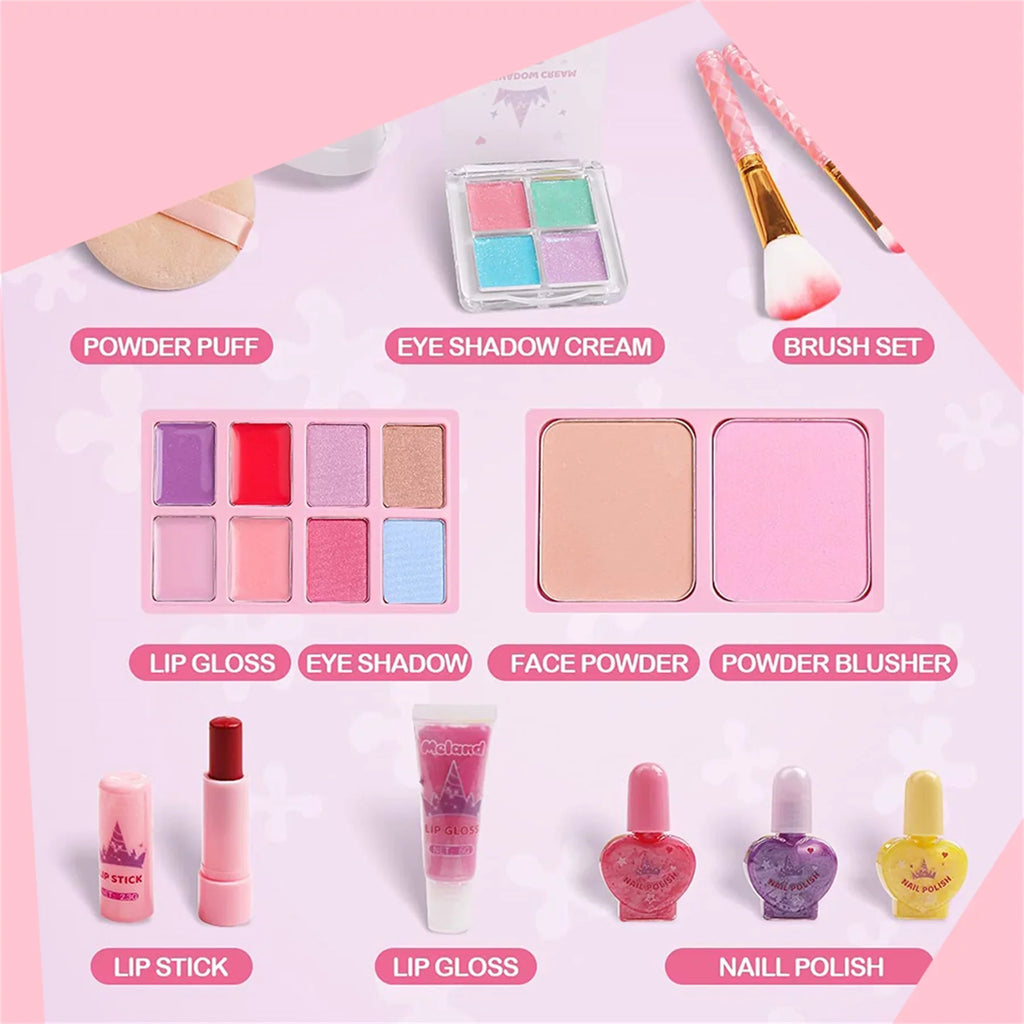Little Girls Makeup Kit - Unicorn Real Washable Makeup Box with Palettes