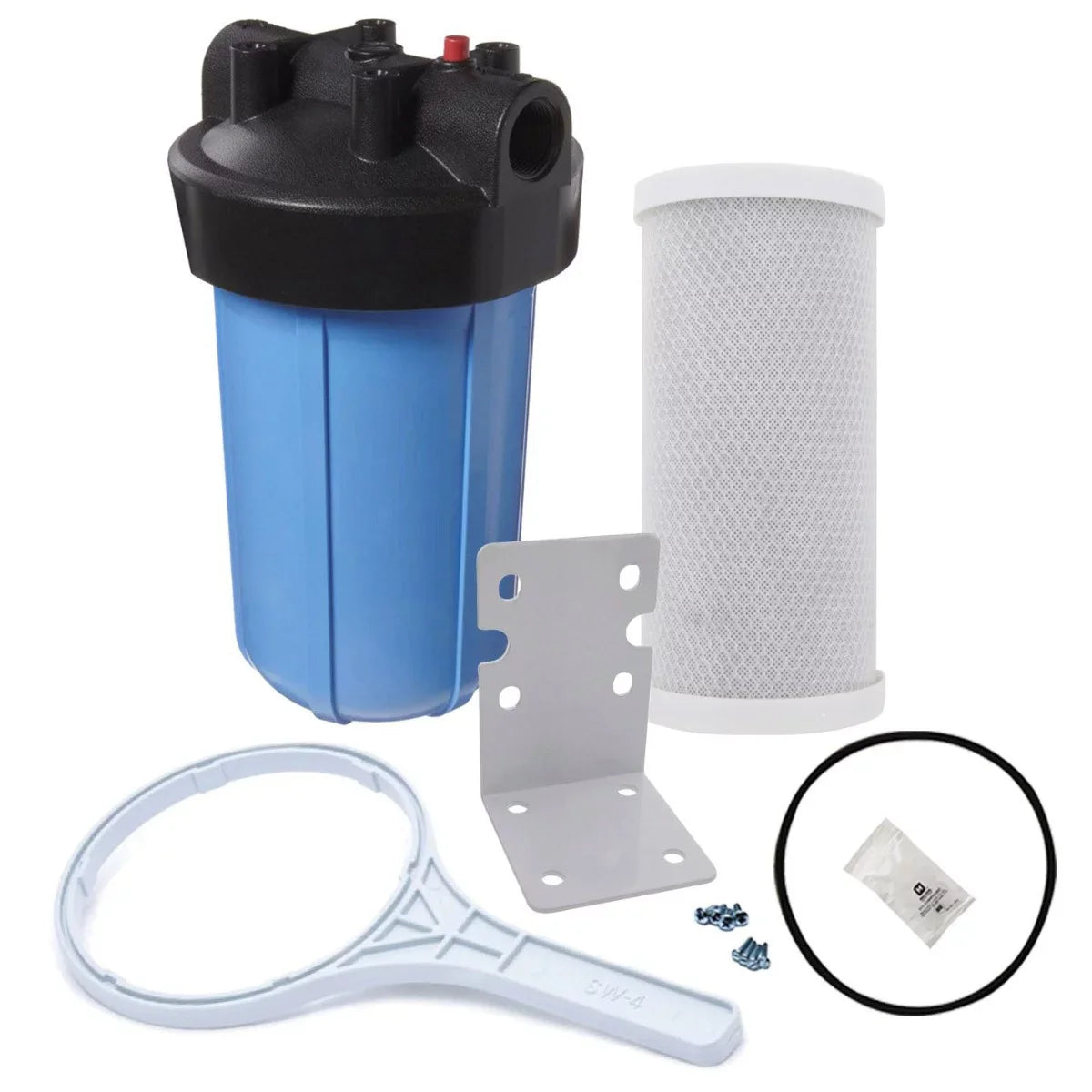 Tier1 5 Micron 10 Inch x 4.5 Inch Carbon Water Filter Replacement Cartridge Kit with 10 inch Big  Housing and Pressure Release (1 inch Inlet/Outlet) | Compatible with -, Home Water Filter