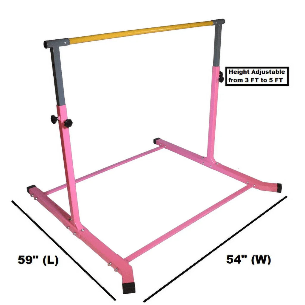 5 Star- Pink Gymnastics Kip Bar: Adjustable 3-5 , Junior Training, Heavy Duty, Home Gym Equipment