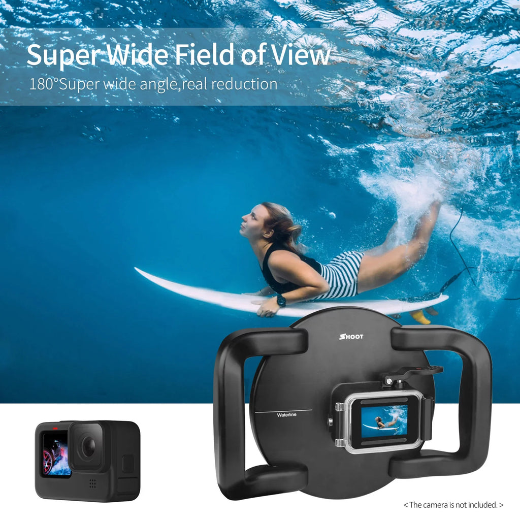 XTGP559 Camera Dual Handle Dome Port Waterproof Case Camera Protective Case 45m Waterproof 180° Wide Angle Replacement for   9 Black