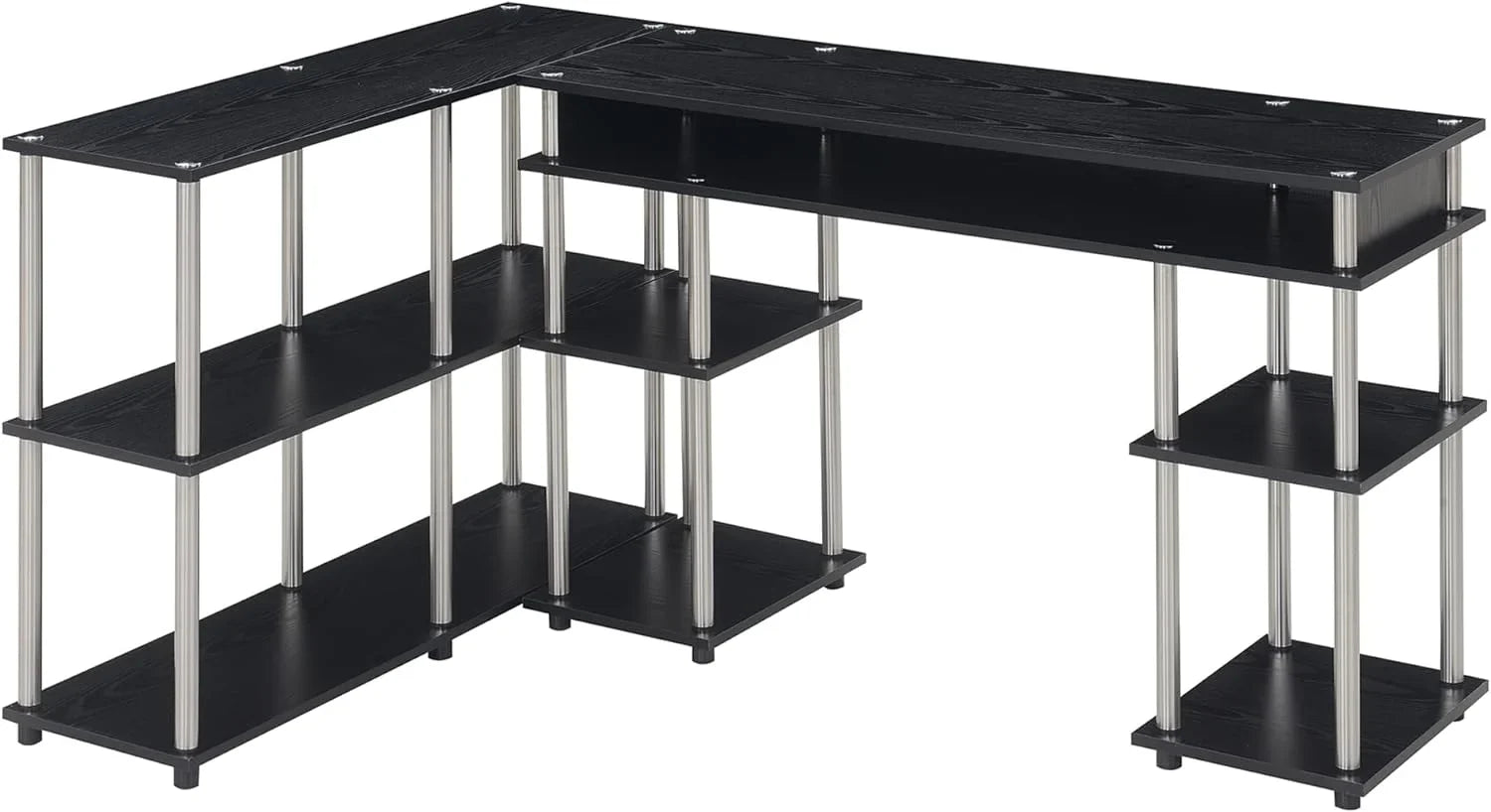 Designs2Go No Tools Office Contemporary Home Study, Modern Organization, 2-Piece Set (Desk, Console Table), Black