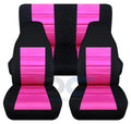 T241-Designcovers Compatible with 2003-2006 Jeep Wrangler  Two-Tone Seat Covers:Black and Hot Pink - Full Set Front&Rear
