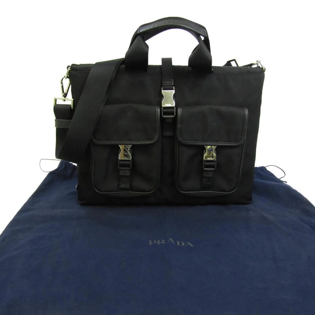 Pre-Owned Prada Women,Men Leather,Nylon Shoulder Bag Black (Good)