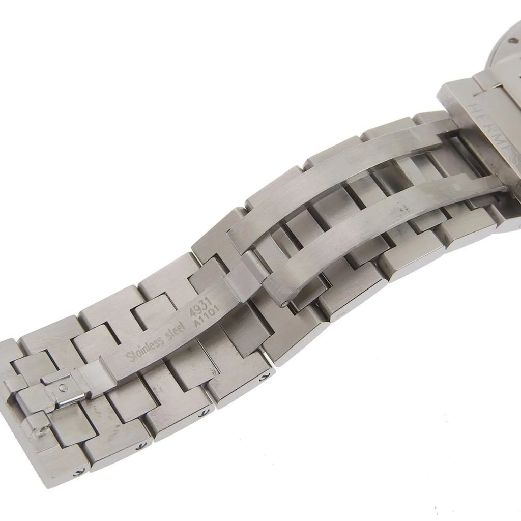 Pre-Owned Hermes Nomad Watch NO1.710 Stainless Steel Swiss Made Silver Quartz Analog Display White Dial Men's (Fair)