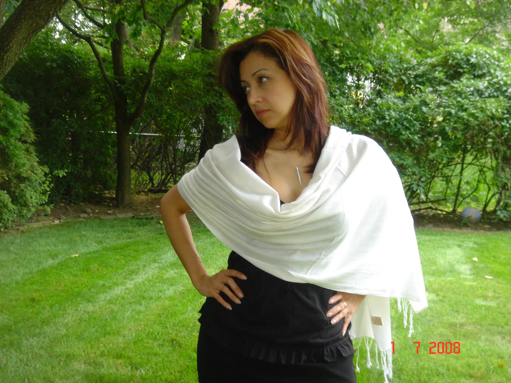 Shawl/Shawls/Scarf/Scarves/Wrap/Stole/Muffler/Cape/Ruana/Blanket/Throw/Pashmina Shawl/Cashmere Scarf/Wool/Silk (Cream/Ivory Regular Shawl)
