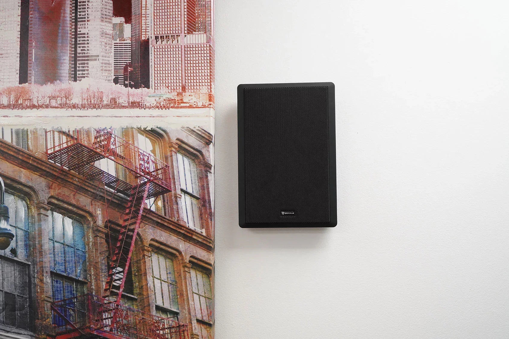 Rockville RPA40BT 4-Room Home Audio Kit Receiver+(8) Black Slim Wall Speakers
