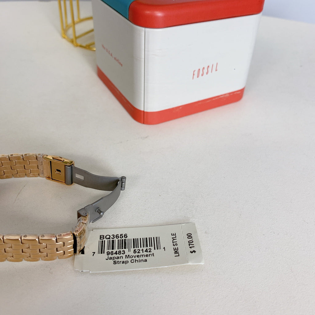 Fossil BQ3656 Reid Three-Hand Rose Gold-Tone Stainless Steel Watch
