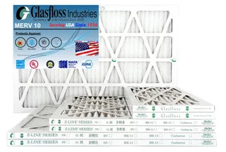 Glasfloss 20x30x1 -  10 -Qty:12 - Furnace Air Filter - Made in  (Actual Size: 19.5 x 29.5x7/8 inch)
