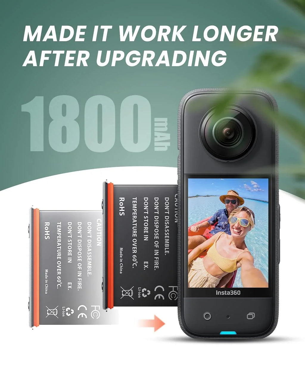 2 Channel Battery Charging Station & One Battery for Insta360 x3 Camera 1800mAh High Capacity, Charger Station with Misro  Card Slots
