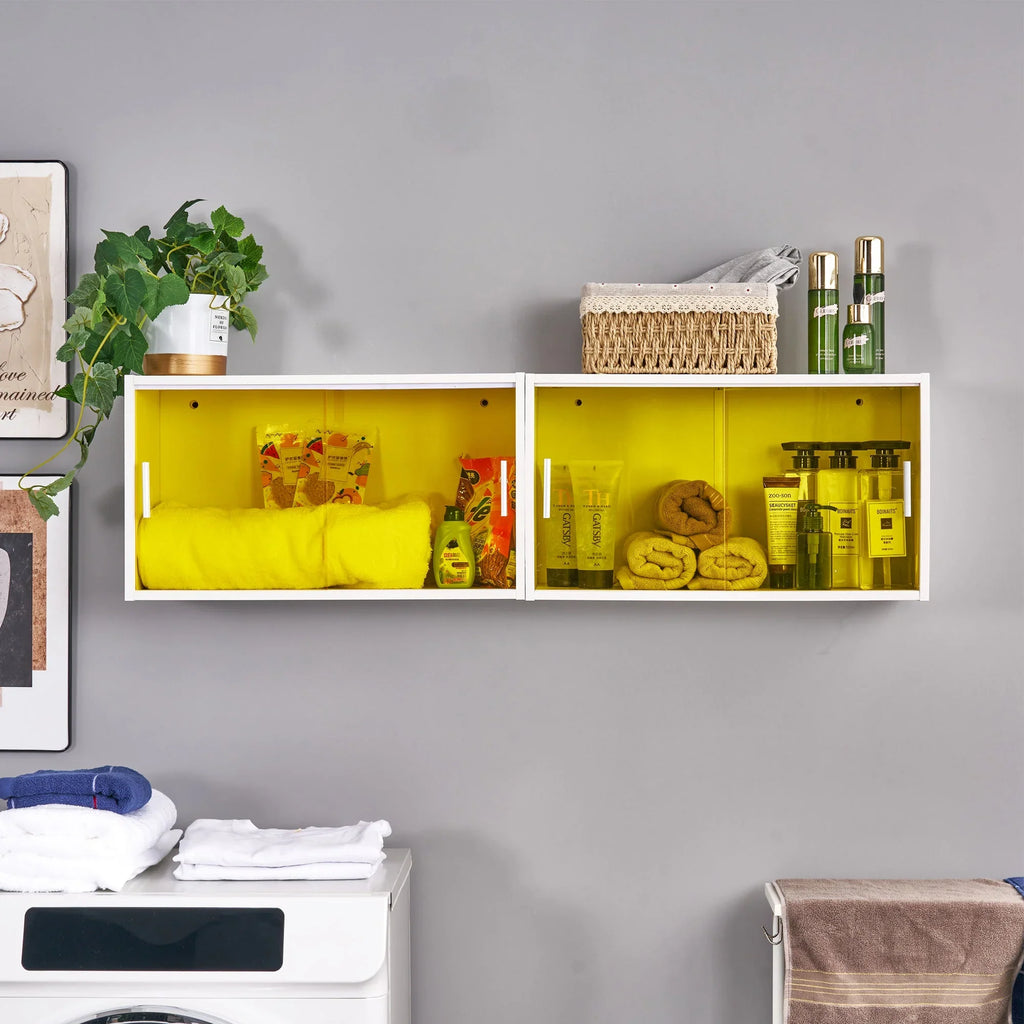 Bathroom Cabinet Wall Mounted, Multipurpose Storage Cabinet with Acrylic Sliding Doors for Bathroom Kitchen Living Room, White