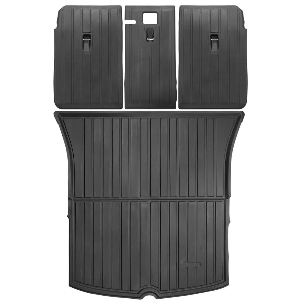 All Weather Car Trunk Mats, 3 Rear Seat Back Mats and Trunk Floor Mat, Compatible with 2020 2021 2022 Tesla Model Y, Waterproof Non-slip Car Trunk Floor Liner