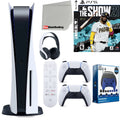 Sony Playstation 5 Disc Version (Sony PS5 Disc) with White Extra Controller, Headset, Media Remote,  The Show 21, Accessory Starter Kit and Microfiber Cleaning Cloth Bundle