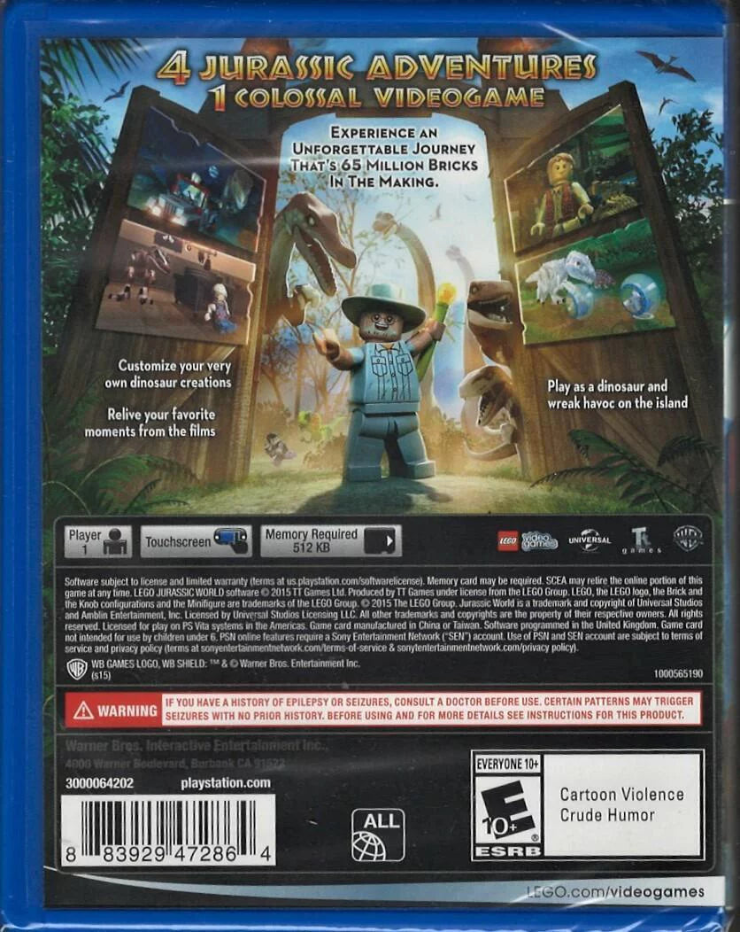Jurassic World  (Brand New Factory Sealed  Version) PlayStation Vita,