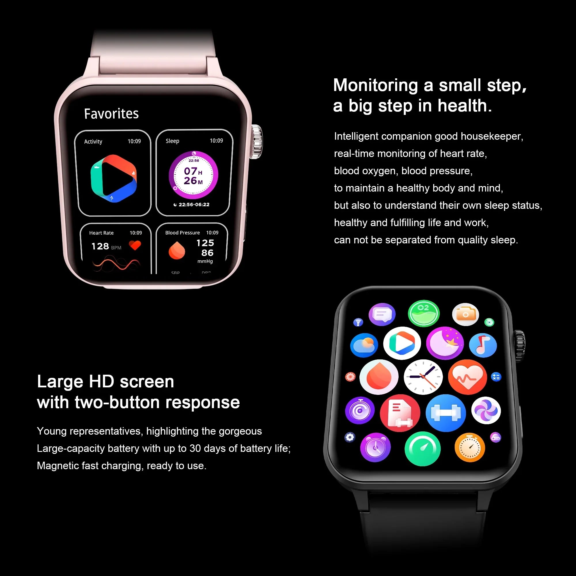 Blackview Smart Watch for Android and iOS, Fitness Tracker with Bluetooth Call, 1.83"  Touch Screen, Waterproof, 4 Mini Games,100+ Sports, Smartwatch with Voice Assistant, Romantic Gifts Set of 2