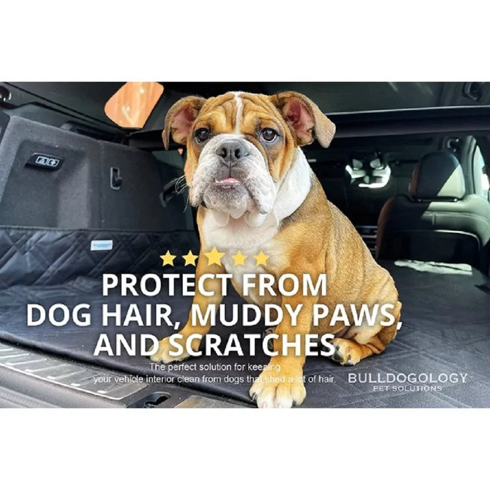 Bulldogology  Cargo Liner for Dogs - Heavy Duty Pet Trunk Cargo Cover - Dog Car Seat Cover Waterproof Nonslip - Dog Hair, Muddy Paws, Scratches Cover Protector for Cars Vans SUVs (X-Large, Grey)