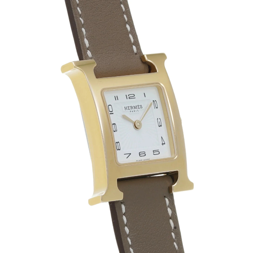 Pre-Owned  H Watch  25mm HH1.201 B engraved (around 2023) Women's /Leather Quartz White Dial (Like New)