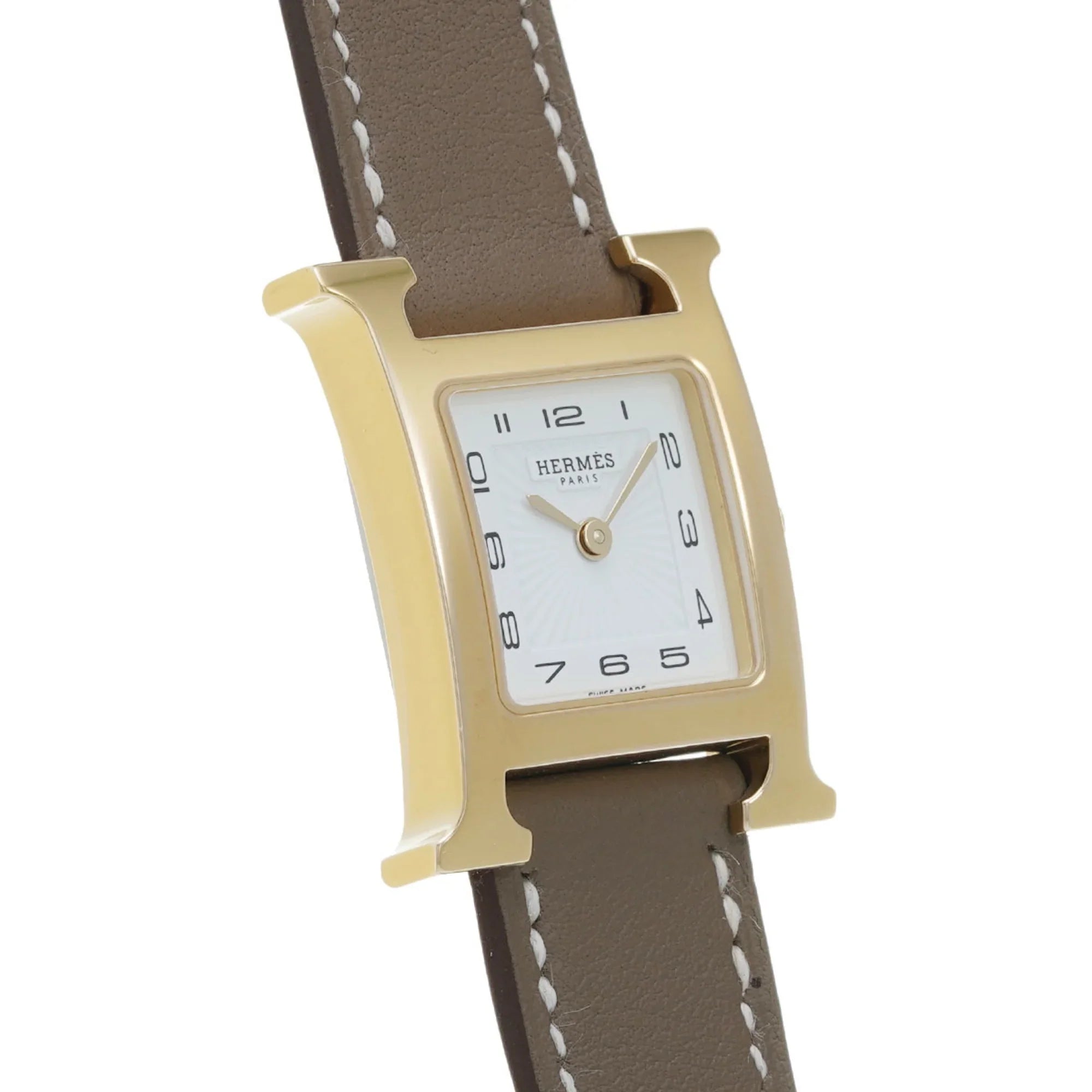 Pre-Owned  H Watch  25mm HH1.201 B engraved (around 2023) Women's /Leather Quartz White Dial (Like New)