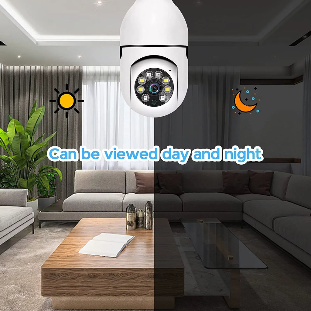 2 Pack Light Bulb Security Camera, 360 Degree PTZ2.4GHz & 5G WiFi Camera, Wireless Home Indoor and Outdoor Camera + 32GB  Card (Two),  Access, Motion Detection Alarm, Local and Cloud Storage