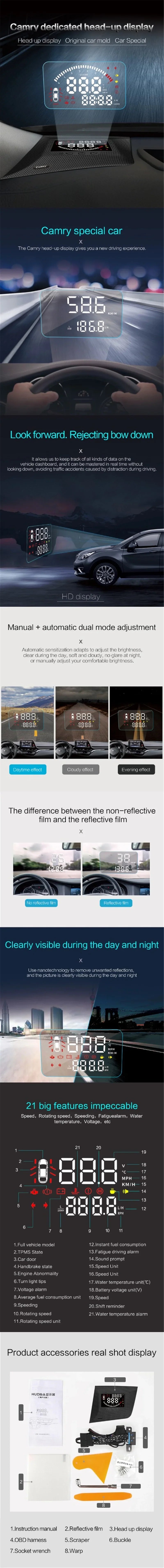 Car Electronic  Head Up Display Speedometer Projector For Toyota  C- 2018-2021 Safe Driving Screen Airborne computer left hand drive