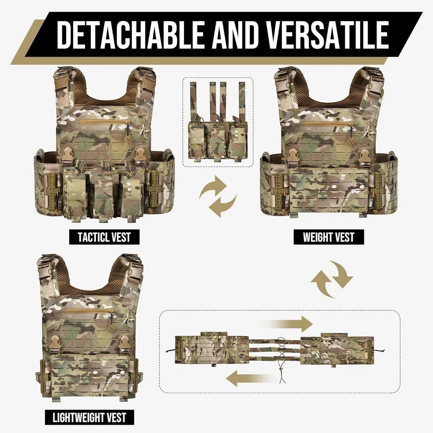 Quick Release Lightweight Vest Adjustable Breathable Weighted Vest for Hunting/Training/Game