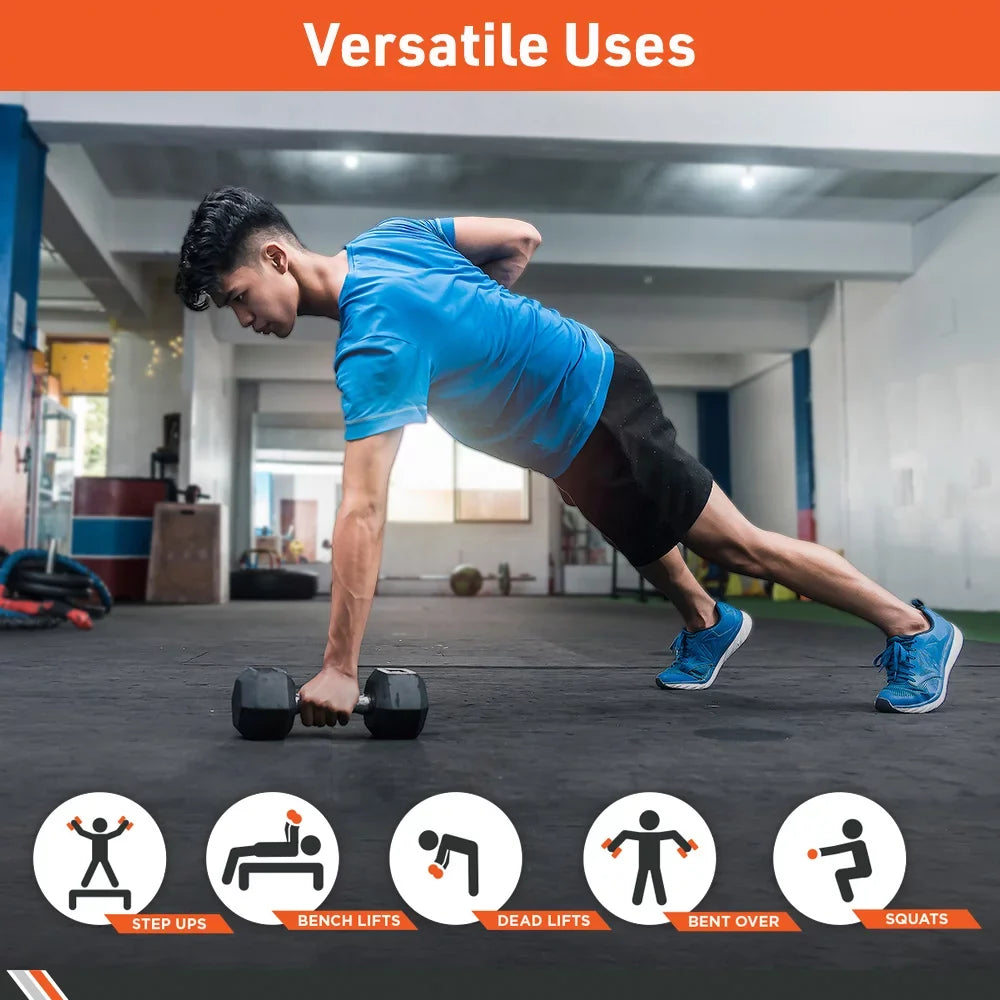 Body Sport Rubber Encased Hex Dumbbell Weight – Dumbbells for Exercises – Strength Training Equipment – Home Gym