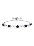 Gem Stone King 925 Sterling Silver Black Onyx and White Lab Grown Diamond Infinity Tennis Bracelet For Women (2.42 Cttw, Gemstone Birthstone, Round 5MM, Fully Adjustable Up to 9 inch)