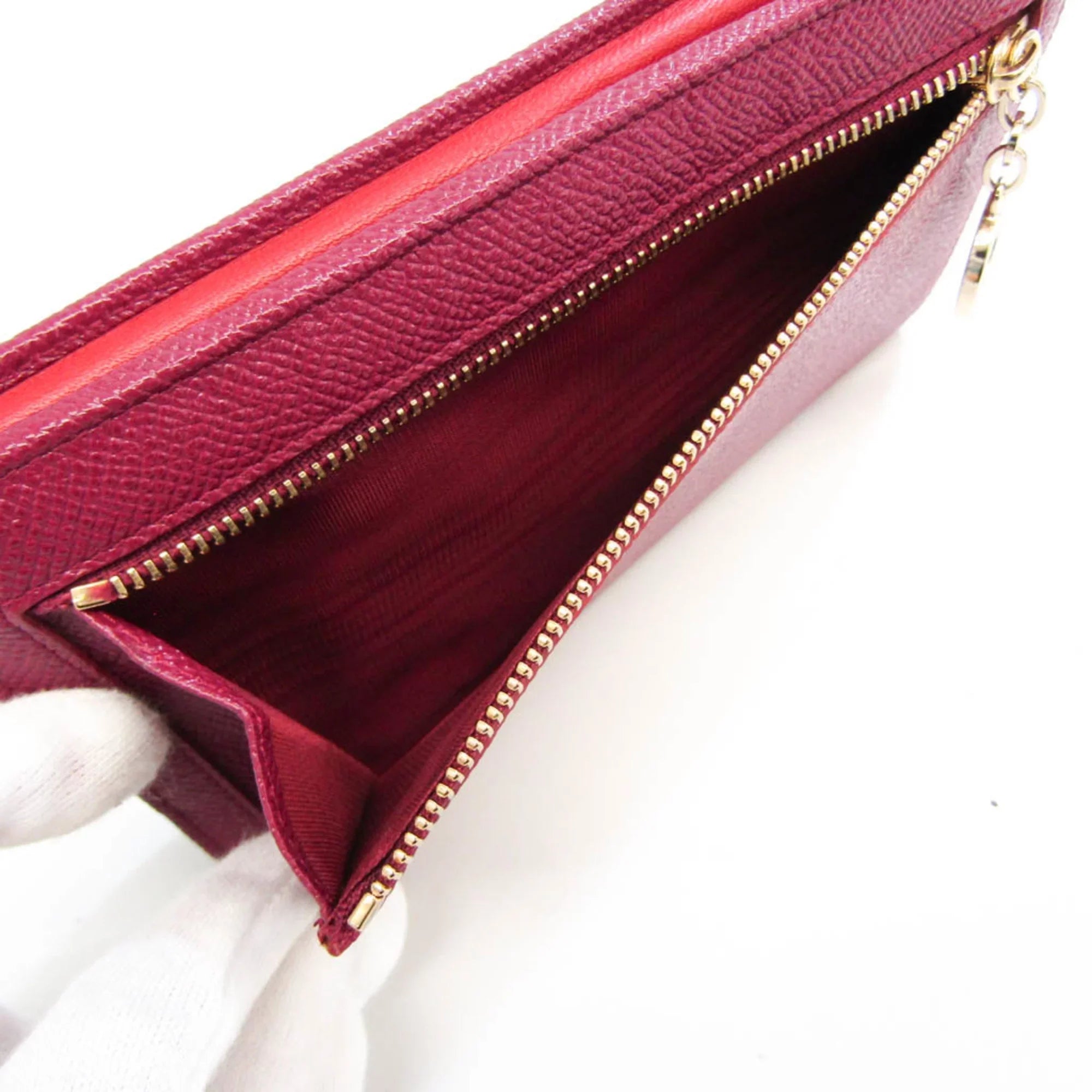 Pre-Owned Bvlgari Bvlgari Bvlgari 281715 Women's Leather Phone Wallet Purple,Red Color (Good)