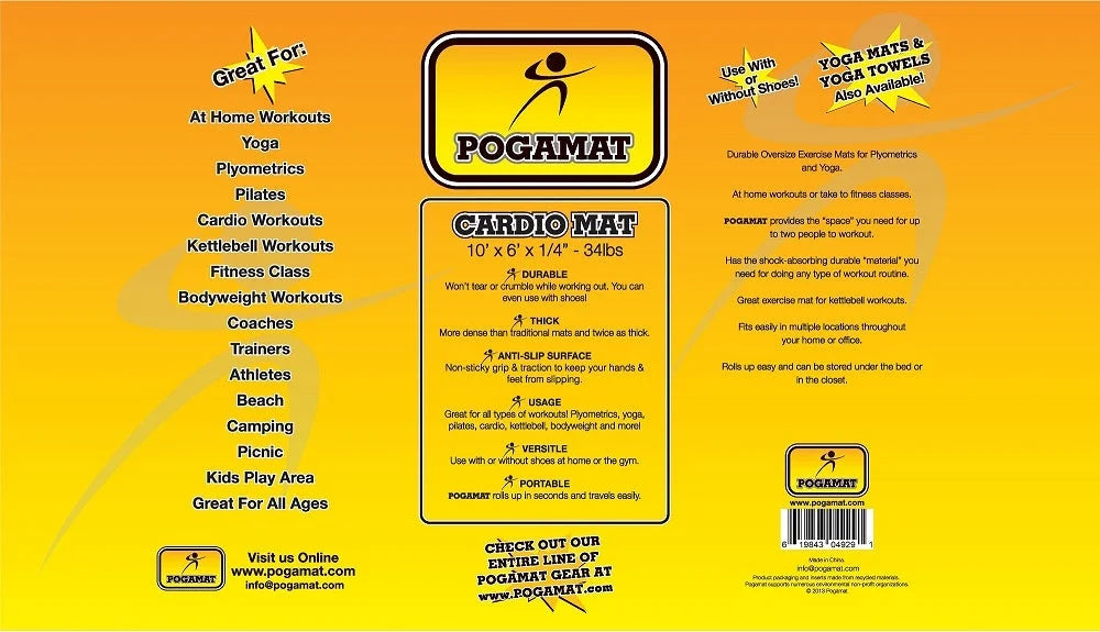 Pogamat Exercise Mat 10' x 6' x 1/4" (60 Square Feet)