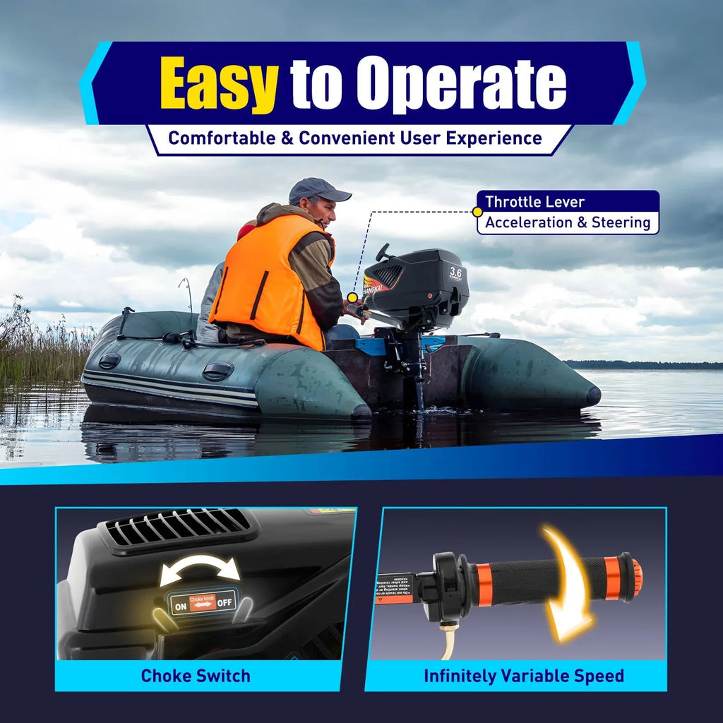 3.6HP 2 Stroke Outboard Motor,Trolling Boat Engine Motor for Fishing Aquaculture Outdoor Adventure Boat
