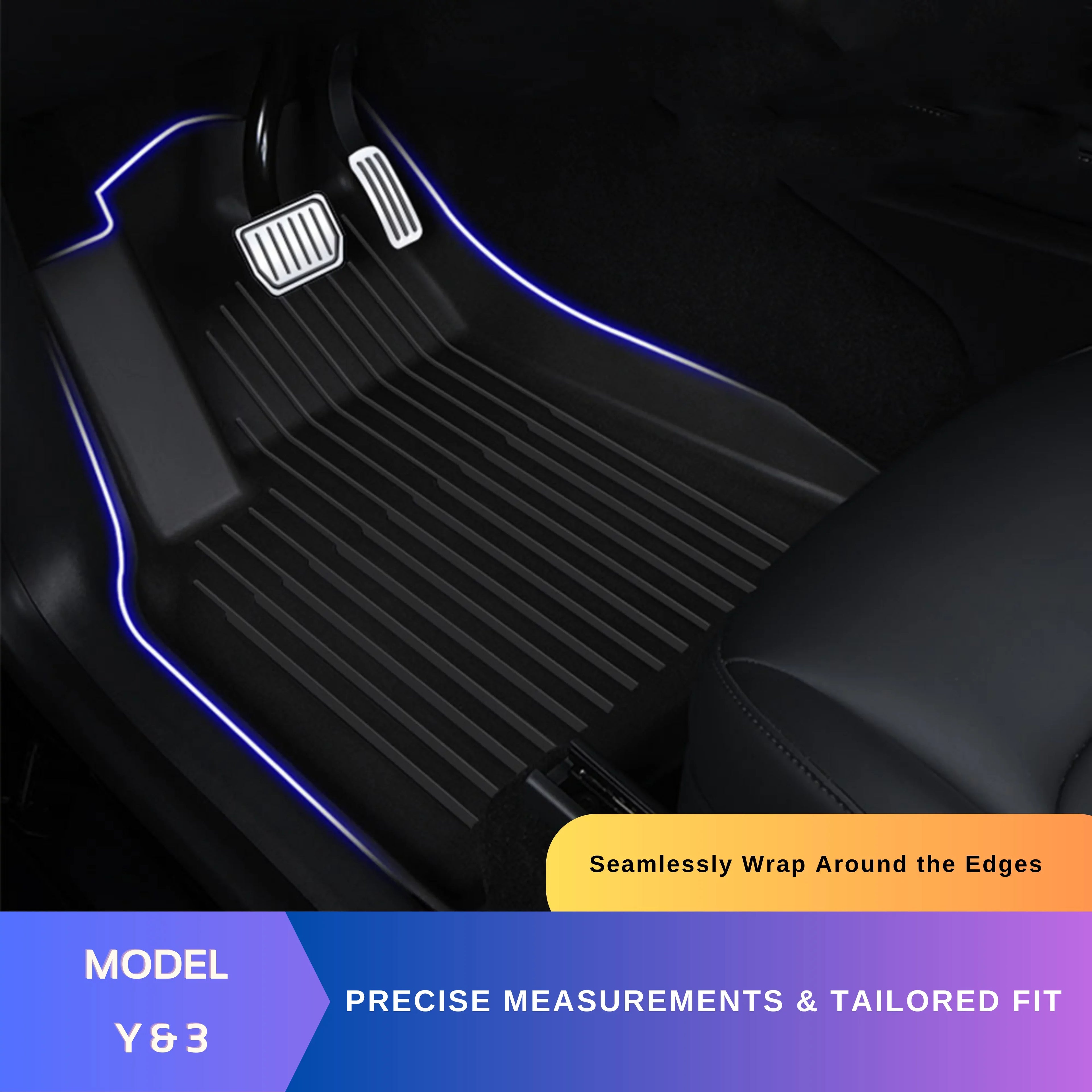 BunnyBird 6-Piece All Weather  Floor Mat Cargo Liner Trunk Mat for Tesla Model 3-5-Seater 2020-2023 Car Accessories