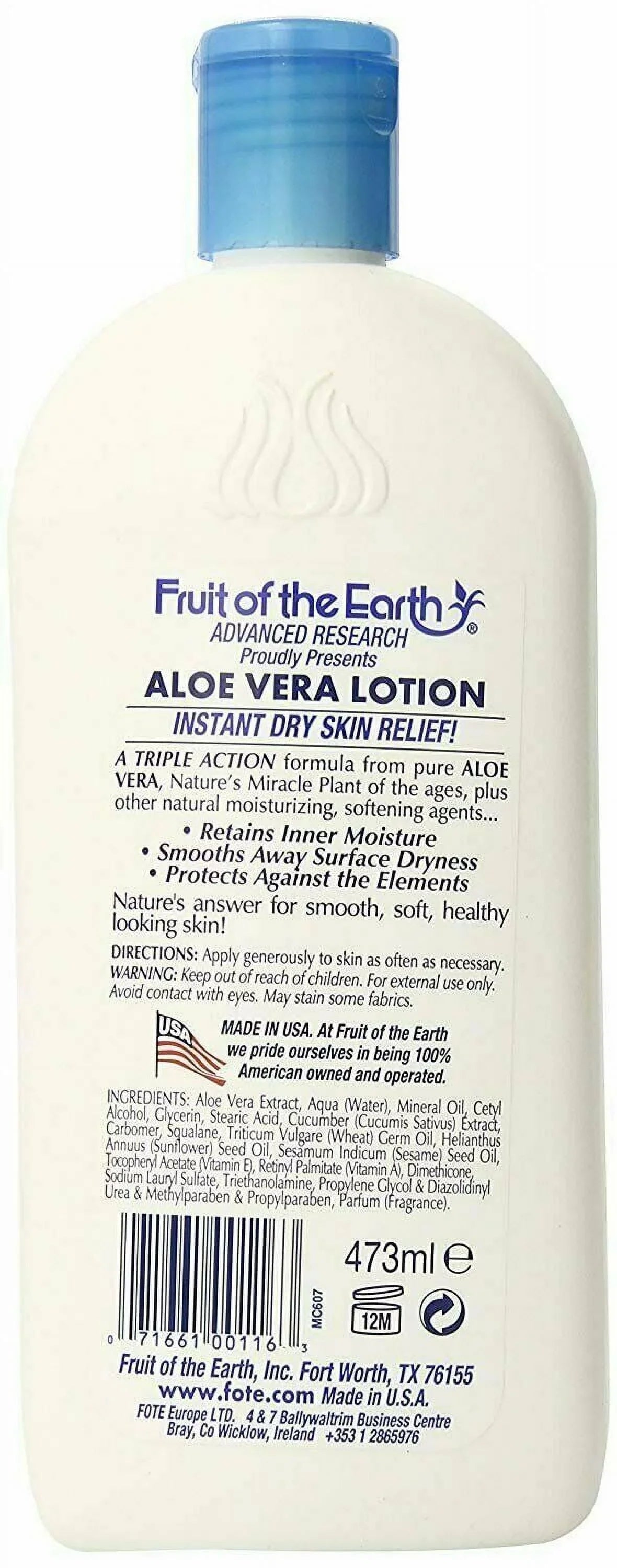 Fruit of the Earth Naturals Skin Cooling Lotion, Aloe Vera, 16 oz, 2 Pack