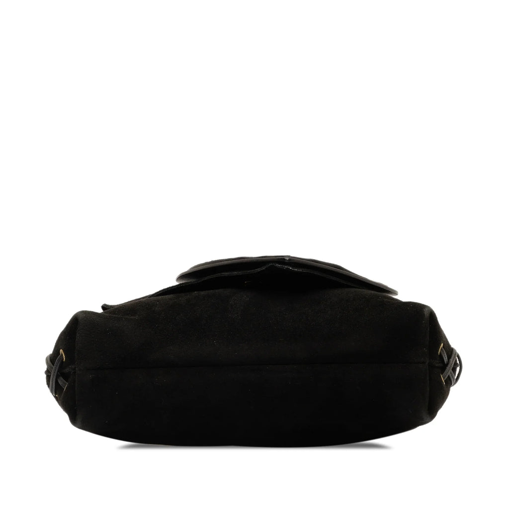 Pre-Owned Authenticated Gucci Heart Crossbody Suede Leather Black Crossbody Bag Unisex (Good)