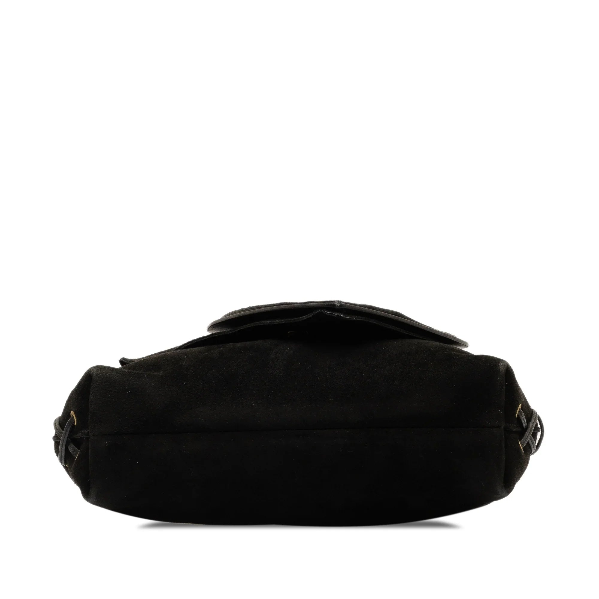 Pre-Owned Authenticated Gucci Heart Crossbody Suede Leather Black Crossbody Bag Unisex (Good)