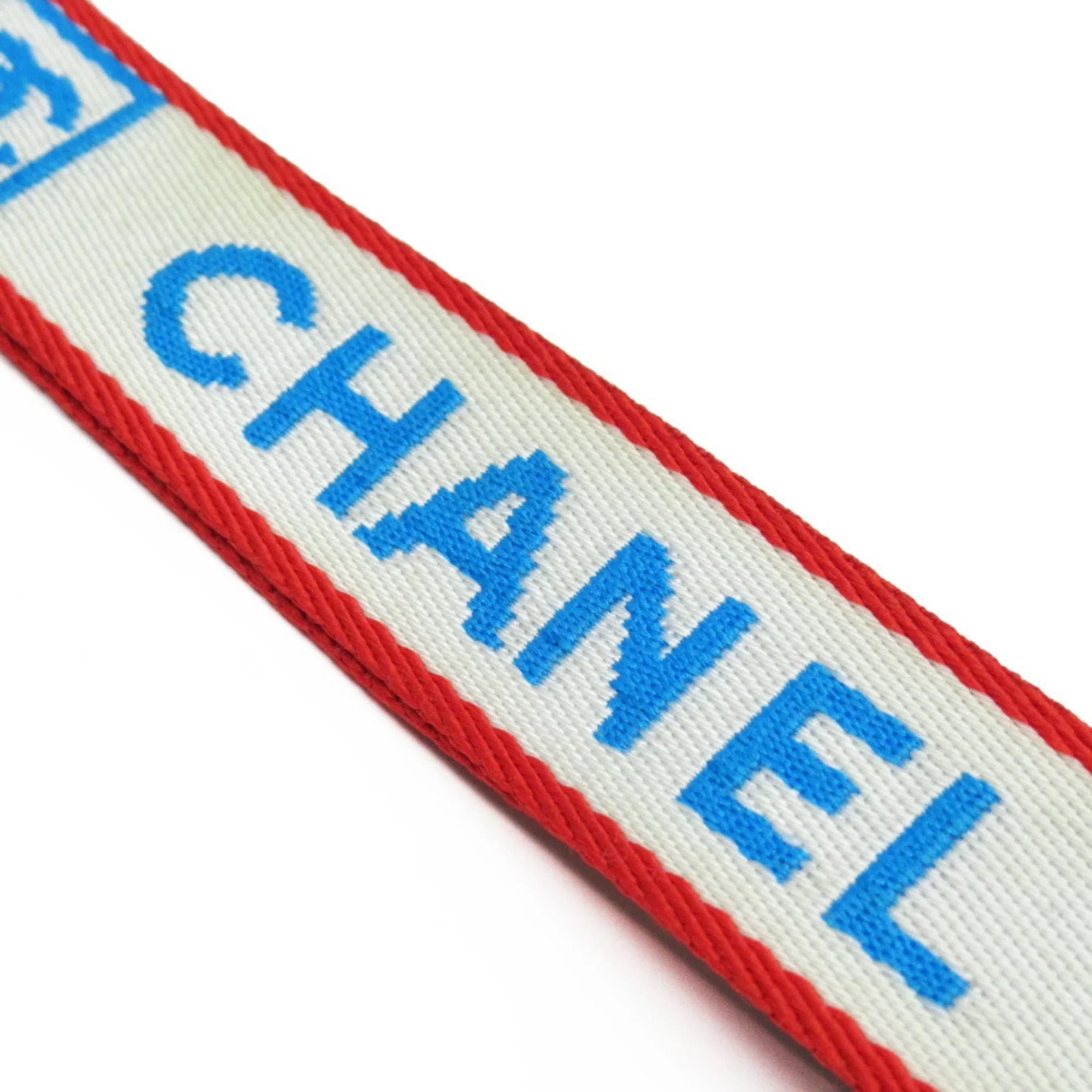 Pre-Owned Chanel  neck strap white x blue red silver nylon canvas metal material (Good)
