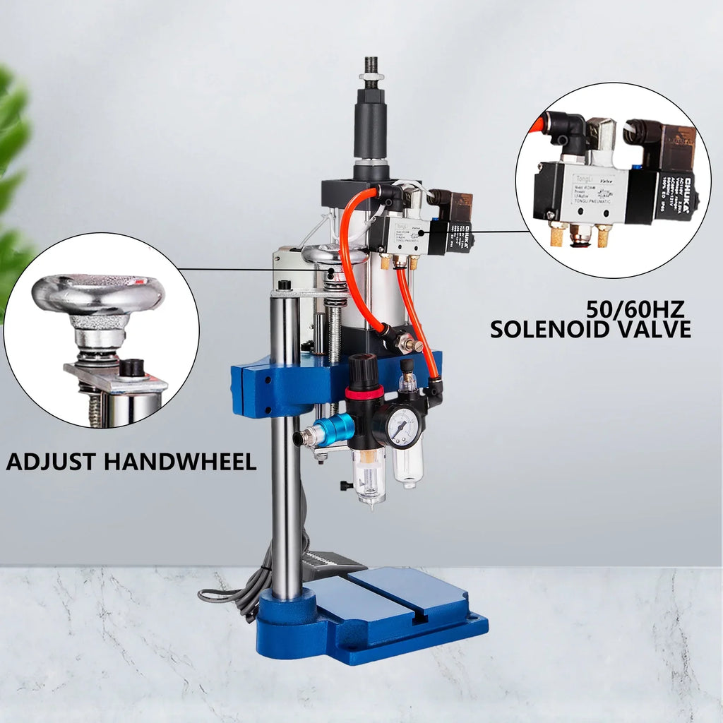 Pneumatic Punch Press Machine 440LB/200KG Pressure, Desktop Punching Press Machine 110V ,Cylinder Stroke Pneumatic Press 0.4-0.7 Mpa Operation Pressure