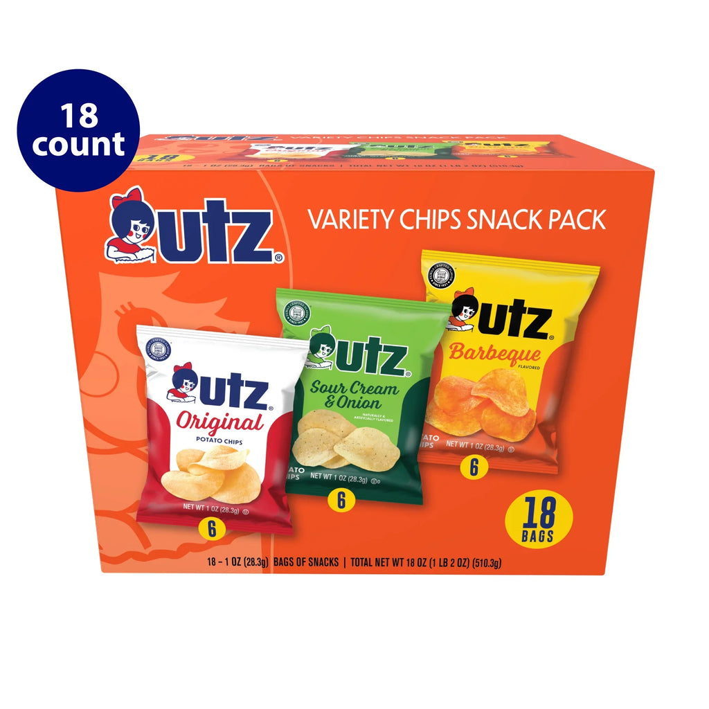 Utz Chip Pack, Variety Pack, Gluten-Free, Potato Chips, 1 oz, 18 Count