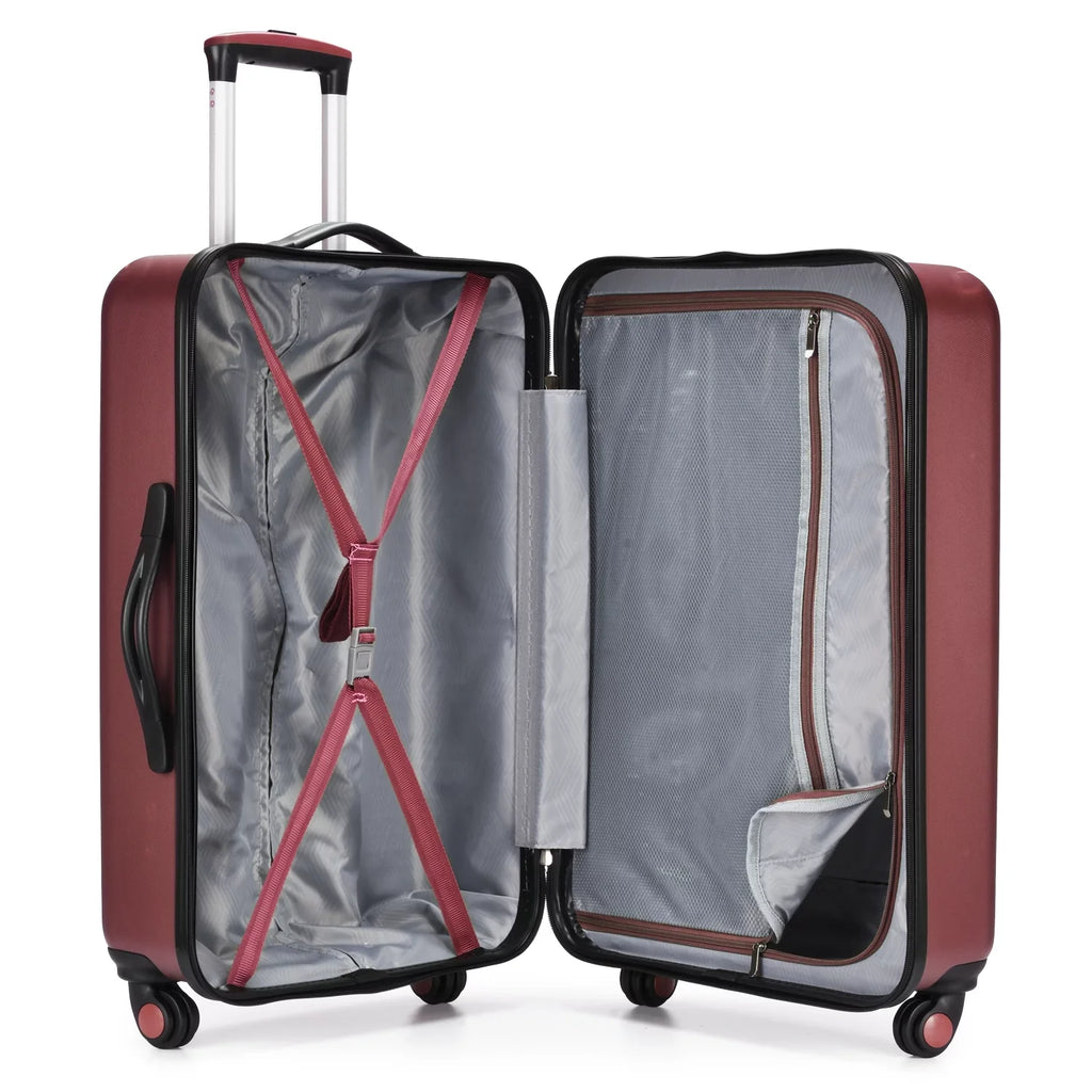 Travel Select TS09094R Savannah 3 Piece Hardside Spinner Luggage Set, Red